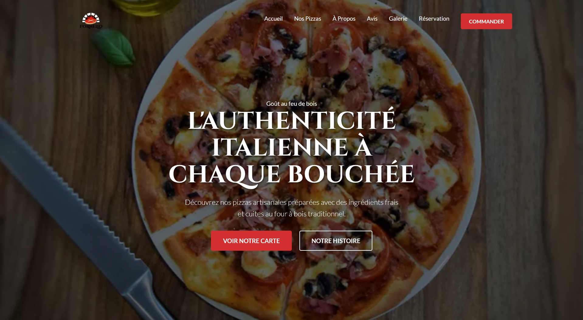 Page d’accueil du restaurant